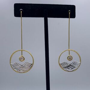 NMOT, solid sterling with 22 K real gold vermeil accents, drop earrings